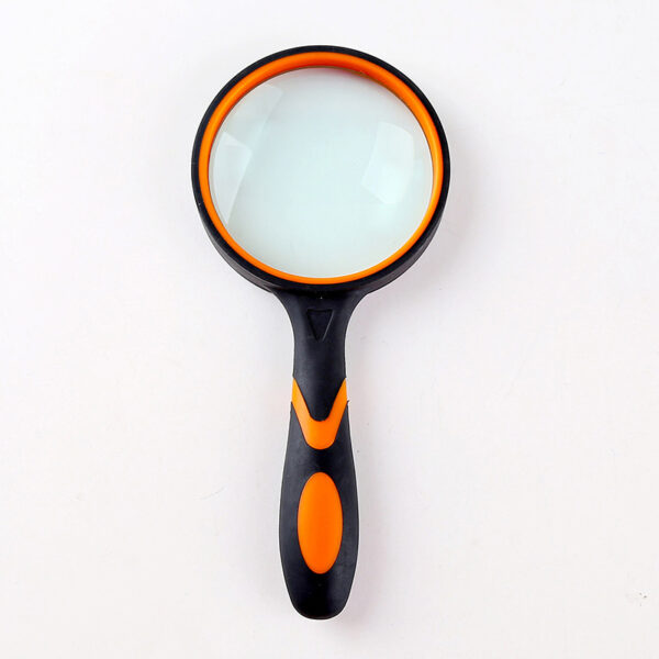 Rubber Handle Shatterproof Plastic Optical Glass Lens Handheld Magnifier for Reading - Image 3