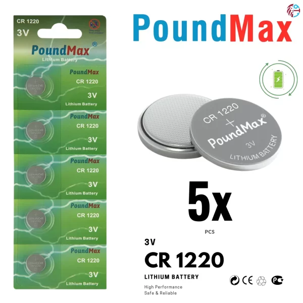 5x PoundMax CR1220 Batteries