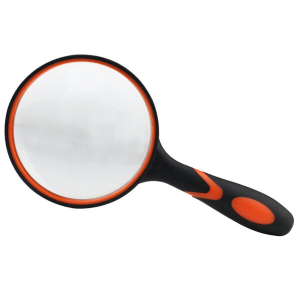 Rubber Handle Shatterproof Plastic Optical Glass Lens Handheld Magnifier for Reading - Image 2