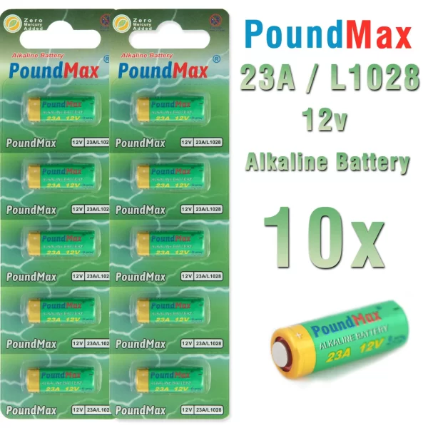 10 x PoundMax Super Alkaline 23AE/A23/LRV08/MN21 12V