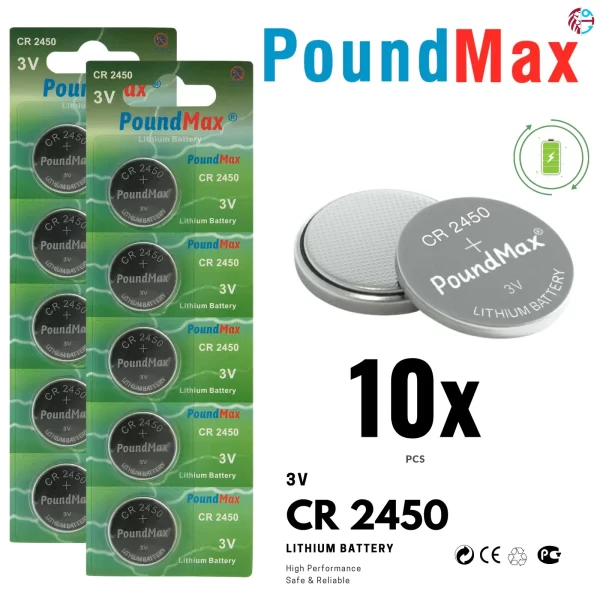 10 x PoundMax 2450 CR2450 DL2450 ECR2450 3v