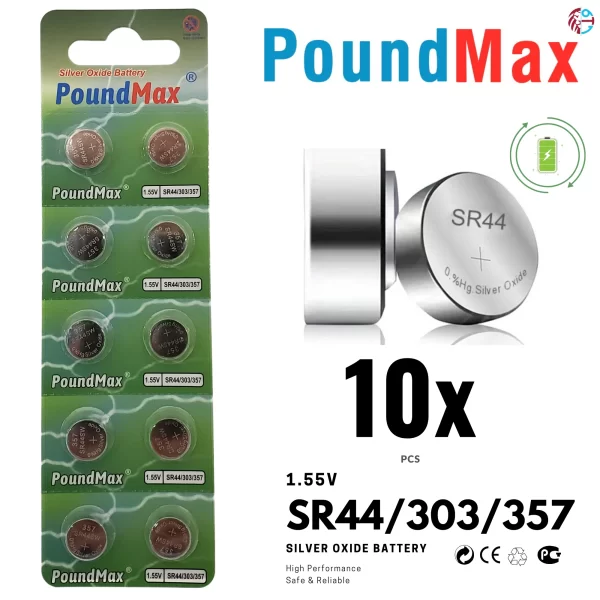 10 x PoundMax SR44 / 303 / 357 Silver Oxide