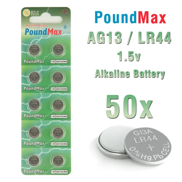 PoundMax 50X AG13 LR44 SR44 L1154 A76