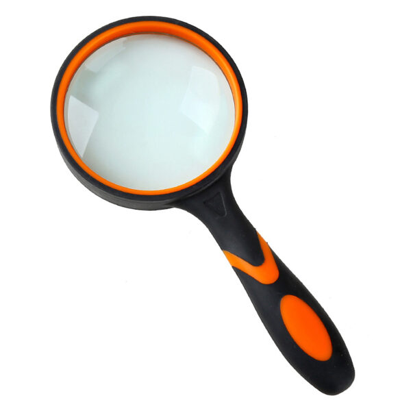 Rubber Handle Shatterproof Plastic Optical Glass Lens Handheld Magnifier for Reading