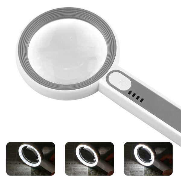 New 18 LED Power Indicator Handheld Magnifier with USB Charging Magnifying Lamp - Image 3