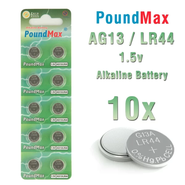 10 X PoundMax AG13 LR44 SR44 L1154 A76