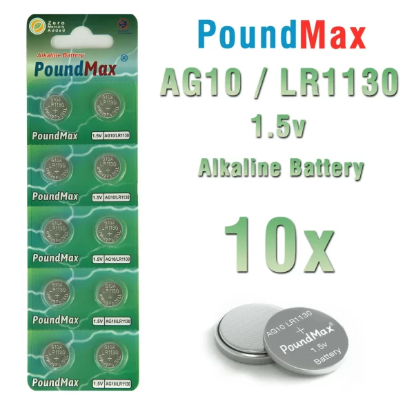 10 X PoundMax Button Cell LR1130 LR54