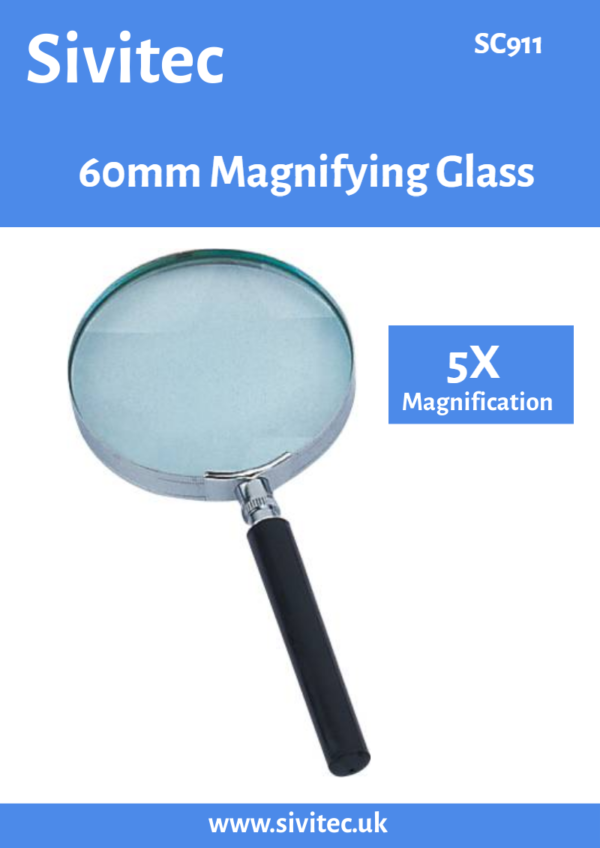 Sivitec Metal 60 mm Magnifying Glass Magnification 6X Handheld Magnifier - Image 3