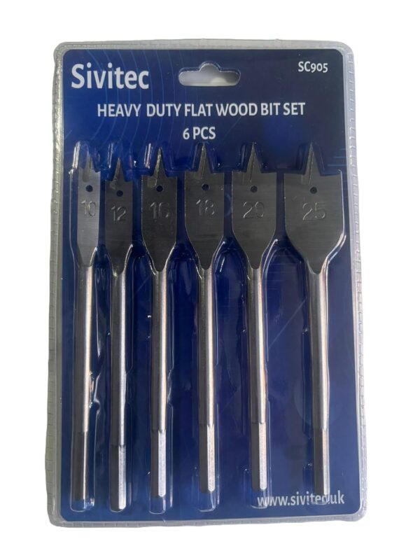 Sivitec 6PCS Wood Flat Drill Bits Set Heavy Duty 10/12/16/18/20/25mm Spade Bits Flat Boring Bit Wood Drill Bit