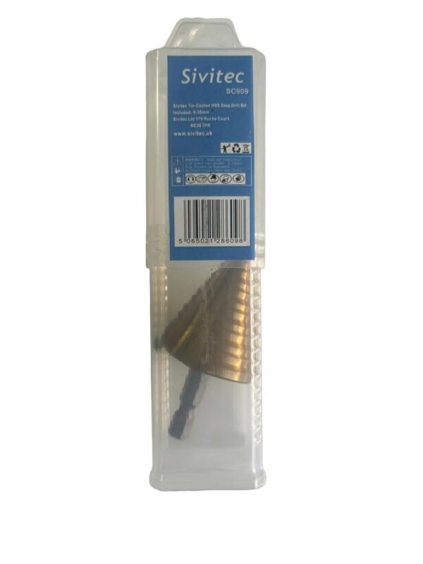 Click to open expanded view Sivitec 5-35mm Titanium Coated Step Drill Bits HSS Step Cone Drill Bit High Speed Steel Wood Metal Plastic Hole Cutter Hex Shank